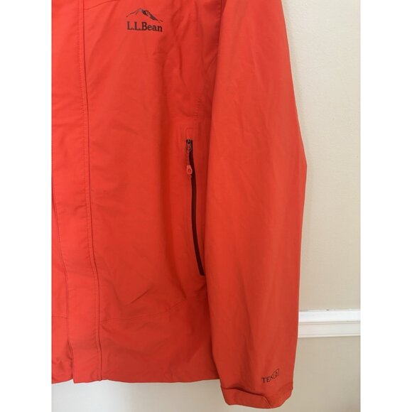 LL Bean Mens Size Large Tek Hooded Water Wind Resistant Full Zip Orange - Picture 4 of 7